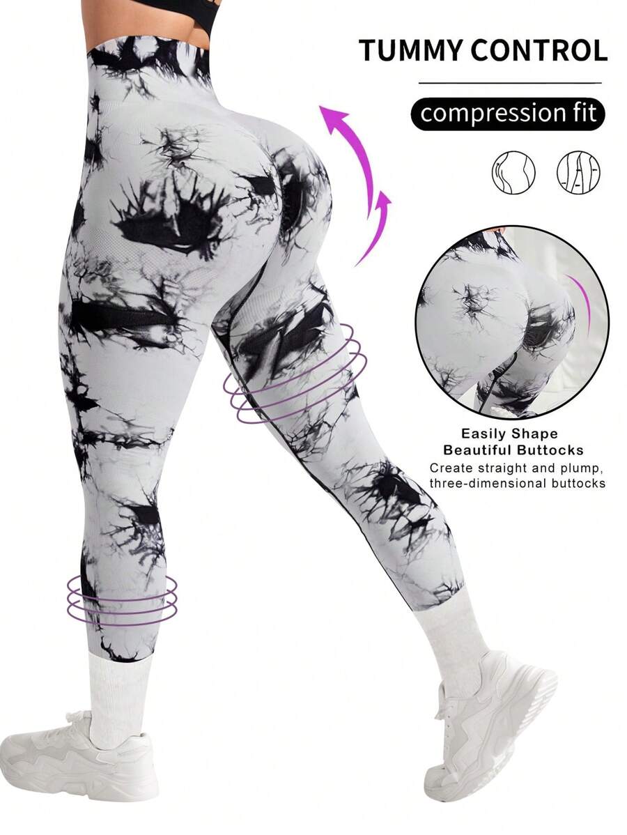 SHEIN Core Rhythm Women Seamless Ombre Sports Leggings Yoga Pants - Multicolor - View 1