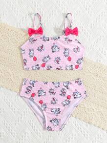 Young Girl Cute Printed Bikini Set Summer Beach - Multicolor - View 3