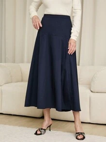 SHEIN LUNE 女式简约纯色日常半身裙