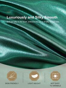 1 Stück Satin Spannbettlaken, seidig weiche Matratzenauflage, ohne Füllung, Spannbettlaken mit tiefer Tasche, kühlend und atmungsaktiv, passend für King, Twin, Full, Queen Größe Bett, Herbstdekoration, Raumdekoration - Grün - Übersicht 5