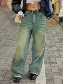 MYOURSA High Waist Distressed  Loose Wide Leg Jeans, 90s Outfit