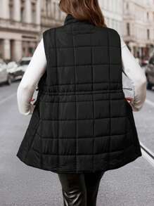 SHEIN Clasi Plus Size Women's Winter Solid Color Vest Padded Coat Jacket With Pockets