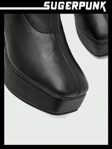 SHEIN X Lucía Bellido Sugerpunk Botines de plataforma impermeables de tacón alto, zapatos de vacaciones, rebajas de verano, estilo Y2K, punk, de moda, cool, deportivos, para Navidad, otoño, Año Nuevo y festividades