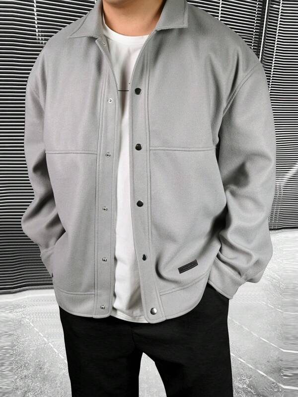Manfinity Homme Men's Solid Color Simple Casual Long Sleeve Woolen Sweater In Plus Size