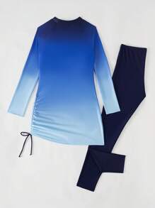 Swim Shayni Two-Piece Swimsuit, Feature Placement Print, Copyrighted Design SummerArabic Clothing - Blue - View 6