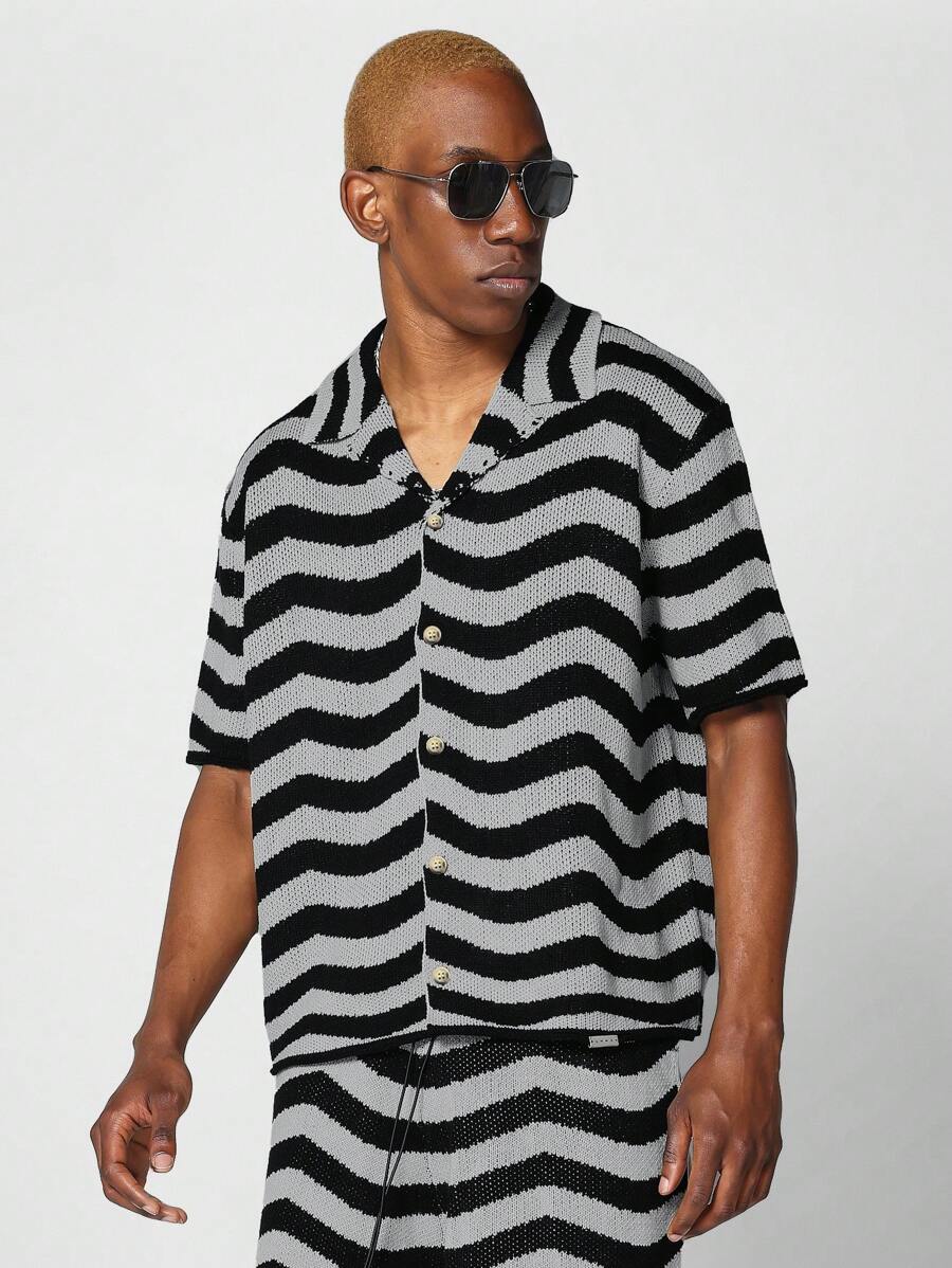 SUMWON Relaxed Fit Button Through Crochet Shirt - Multicolor - View 1