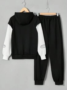 SHEIN Teen Boys' Hooded Sweatshirt Set With 2 In 1 Design - Multicolor - View 2