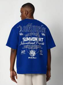 SUMWON Tee With Back Print - Blue - View 1