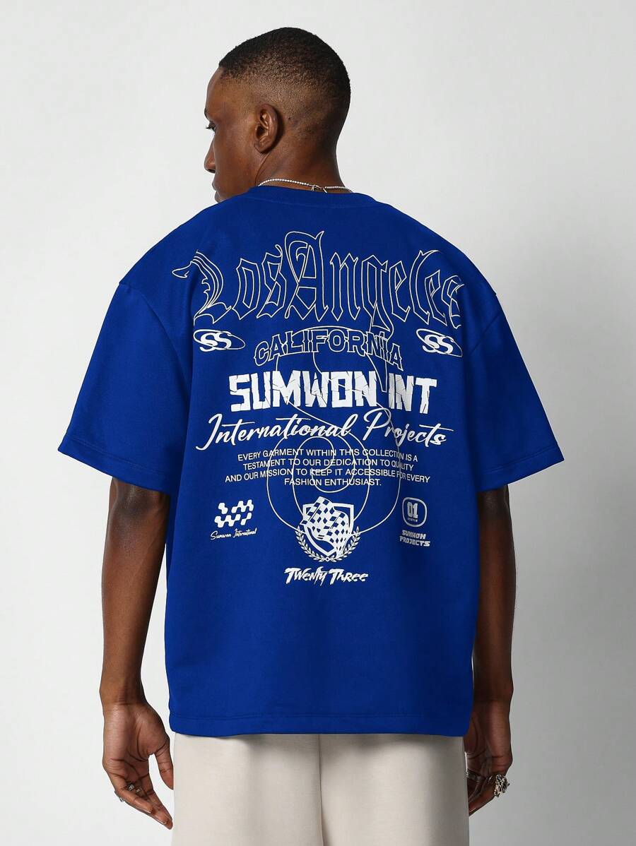 SUMWON Tee With Back Print - Blue - View 1