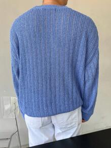 DAZY Jersey informal de unicolor con hombros caídos para hombre, otoño