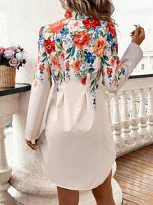 SHEIN Clasi Minimalistisches Hemdkleid mit Blumenmuster für den Alltag für Damen