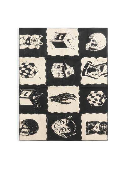 galactixy 艺术家复古街头 1 件卡通印花装饰地毯，节日