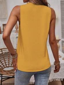SHEIN LUNE 大码夏季女式时尚简约纯色休闲背心 - 黃色 - 查看 2