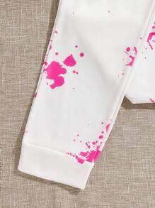 SHEIN 2 件 Tween Boy 休闲扎染熊和字母印花连帽衫和运动裤套装 - 彩色 - 查看 6
