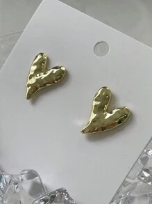 DAZY 女士创意心形精致个性化设计时尚耳环 - 金色 - 查看 1