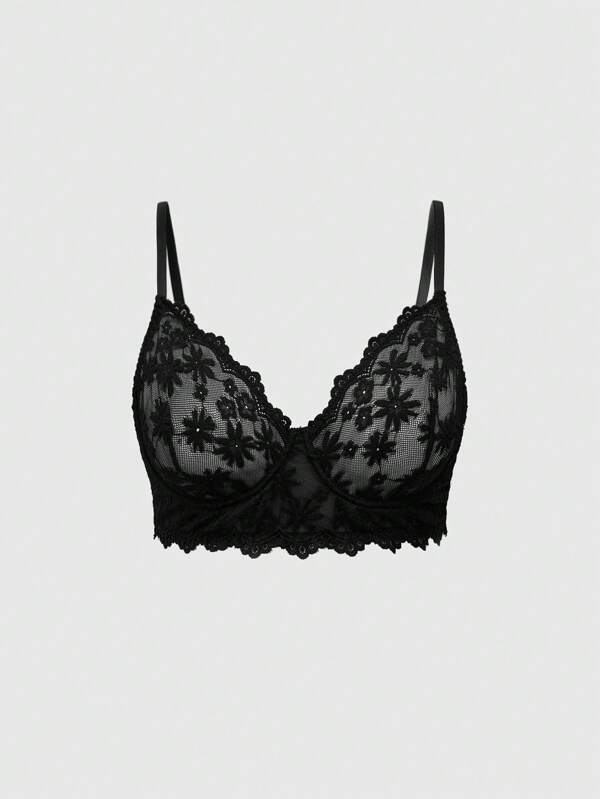 ROMWE Goth Soutien-gorge avec armatures à bordure en dentelle grande taille gothique sombre