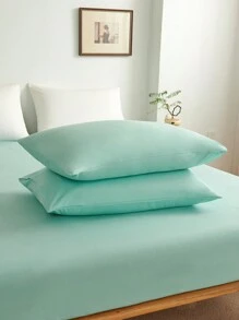 Bộ ga trải giường 3 món màu xanh nhạt, làm từ vải sợi nhỏ, bao gồm 1 ga trải giường và 2 vỏ gối (không bao gồm ruột gối), bộ chăn ga gối mềm mại hiện đại, phù hợp cho gia đình, ký túc xá, trường học, thiết kế túi sâu phù hợp với nệm dày đến 16 inch. - Màu xanh nhạt - Xem 4