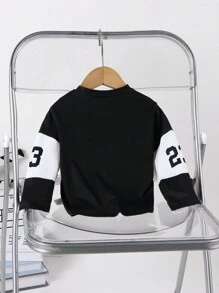 SHEIN Baby Boys Racing Car & Letter Print Long Sleeve T-Shirt, Suitable For Everyday Wear - Black and White - View 2