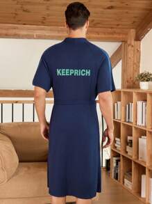 Men Solid Belted Casual Sleep Robe For Summer - Multicolor - View 2