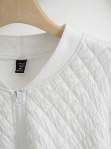 SHEIN Essnce 大码阿姨纹理面料格子棒球夹克