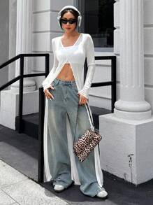 SHEIN EZwear 休闲白色半透明长款开衫 - 白色 - 查看 3