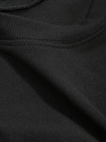Women's Summer Solid Color Round Neck Short Sleeve Casual Tight T-Shirt - Black - View 6