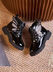 Botas de princesa para niñas, nueva moda de otoño/invierno, estilo británico para actuaciones, baile y fiestas, botas cortas cómodas con cremallera lateral, tallas 26-36