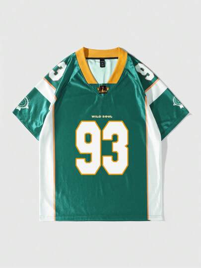 Street Life Men's Ice Hockey Short Sleeve Sports Football Jersey Style T-Shirt, Summer, School