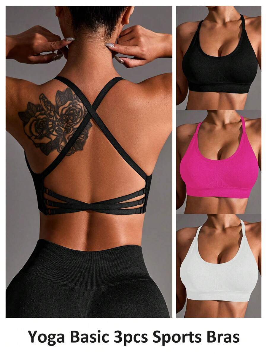 Easithlete 女士运动胸罩（无缝，黑色） - 彩色 - 查看 1