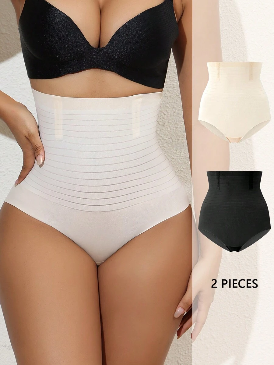 2pcs/Pack Women's Seamless Breathable Shaping Panties, Tummy Control Underwear Shapewear - Multicolor - View 1