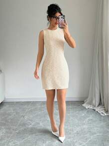 Elenzga Ärmelloses Textur Lässig Sommerkleid