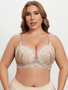 大码蕾丝拼接文胸吊带背心带钢圈，1 件 - 彩色 - 查看 6