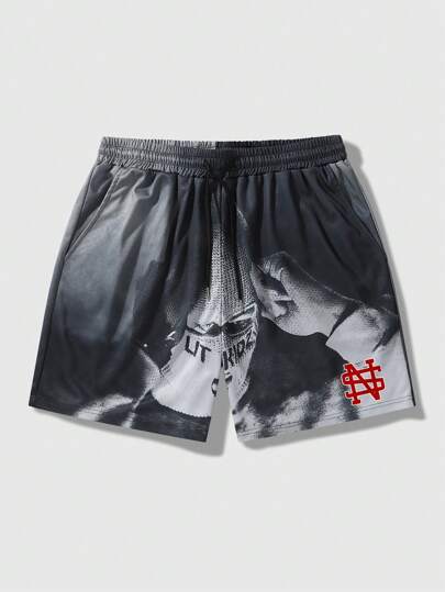 Street Life Men's Simple Figure Graphic Daily Shorts, Football Style, School