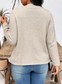 Chaqueta de punto sencilla de un solo color para uso diario para mujeres de talla grande