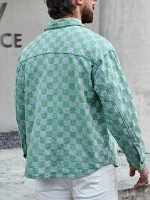 Manfinity LEGND Men's Plaid Printed Simple Casual Denim Shirt - Multicolor - View 2