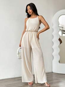 SHEIN Unity 女士纯色简约日常无袖连体裤