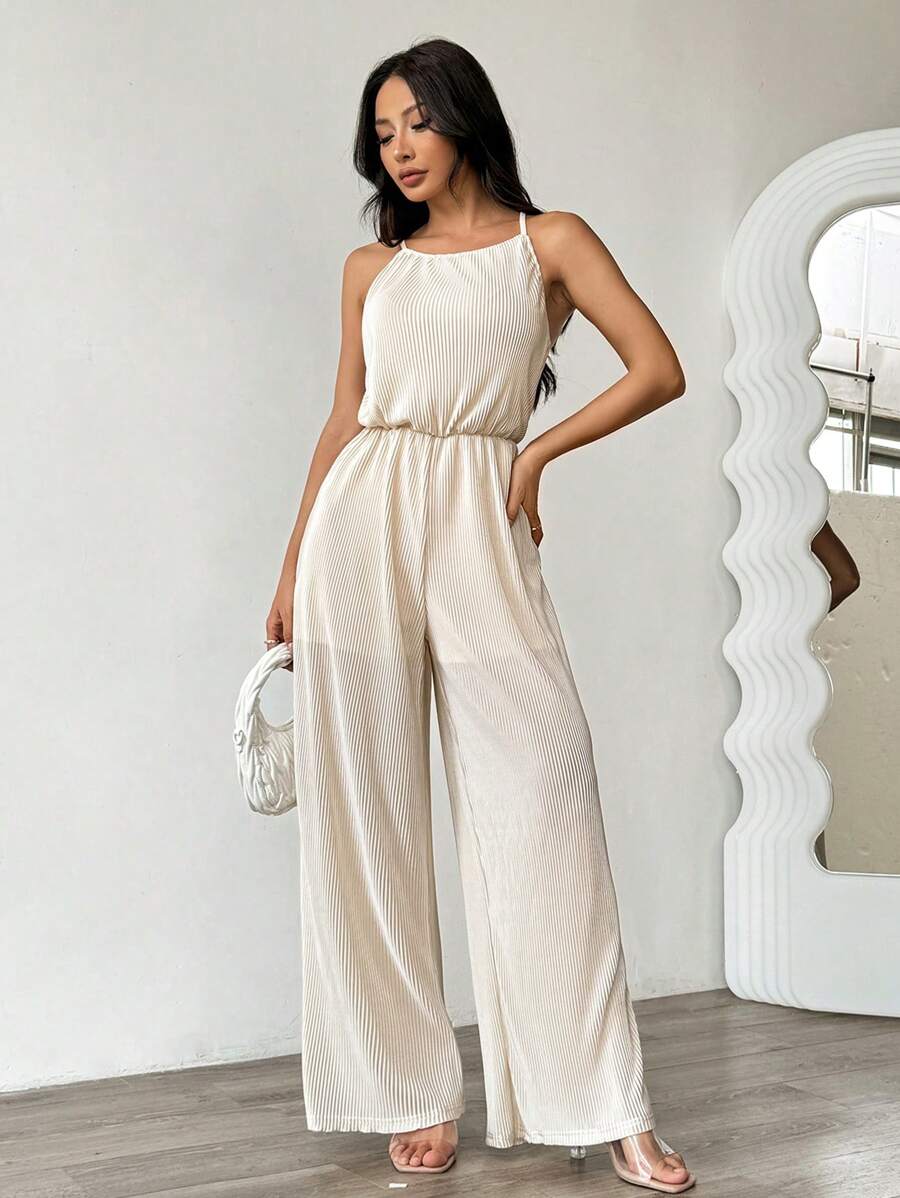 SHEIN Unity 女士纯色简约日常无袖连体裤