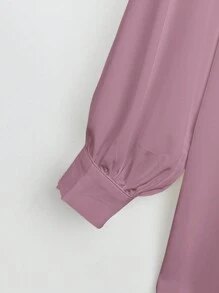 Al Najma Women's Embroidered Decorated Simple Elegant Everyday Arabic Abaya - Pink - View 3