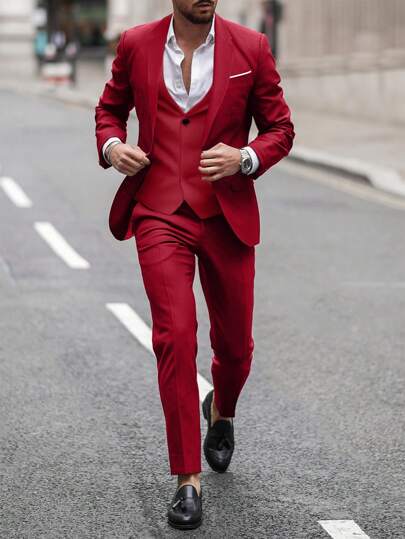 Manfinity Mode Męska marynarka z szalowym kołnierzem i 1 szt. Spodnie garniturowe