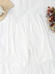 INAWLY Shorts décontractés à taille élastique de couleur unie pour femmes grandes tailles