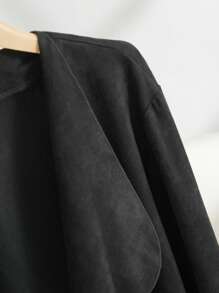 SHEIN Essnce Plus-Size Asymmetric Regular Jacket For Casual Daily Wear - Black - View 12