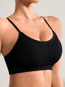 Gameset SHEIN Sport Women's Black Seamless Sports Bra With Ribbed Design - Black - View 7