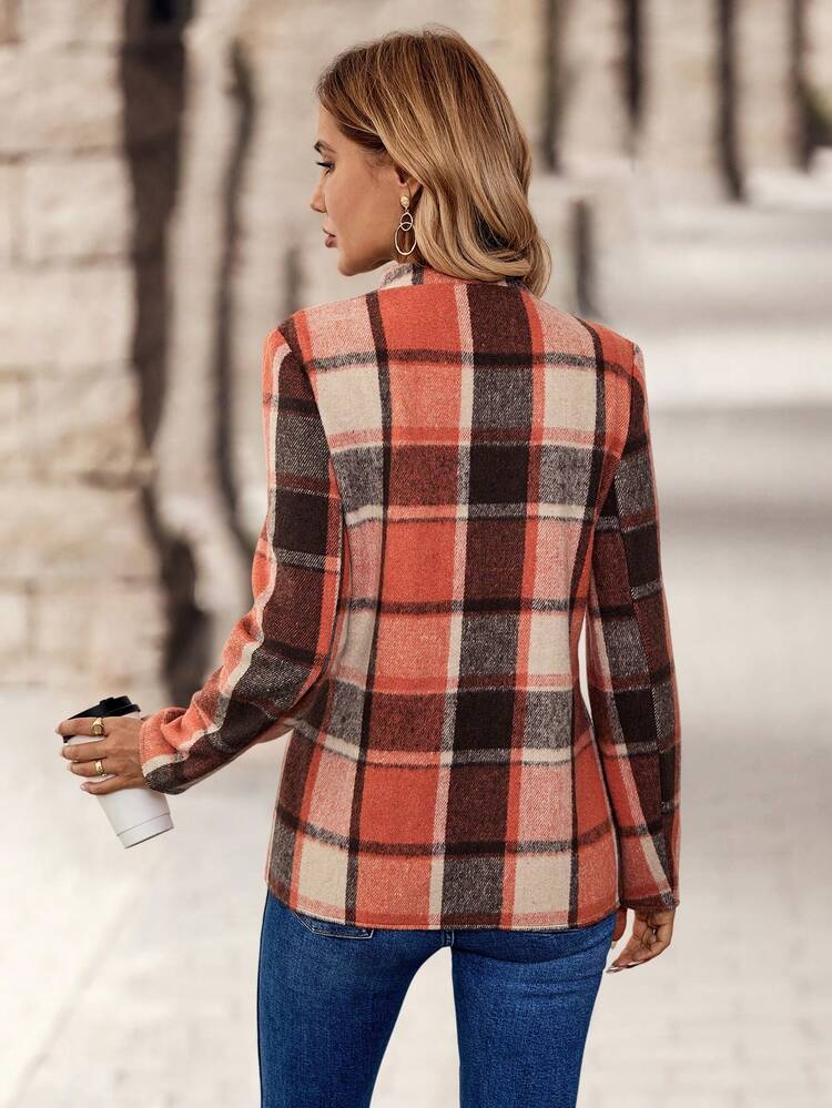 Women's Plaid Printed Simple Everyday Regular Long Sleeve Jacket