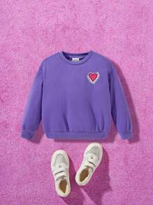 Nick 90s X SHEIN Felpa oversize con stampa di cartoni animati carini a spalle scoperte per ragazza, viola