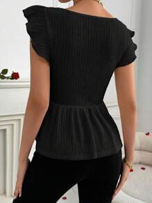 SHEIN Privé Camiseta ajustada con cuello cuadrado y mangas cortas para mujer, adecuada para vacaciones y citas