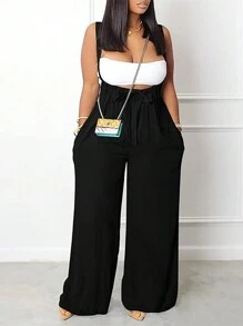 INAWLY Women Solid Color Minimalist Sleeveless Jumpsuit