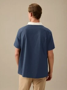 Manfinity RebelGame Maglia Polo Casual A Maglia Con Stampa Lettere Per Uomo