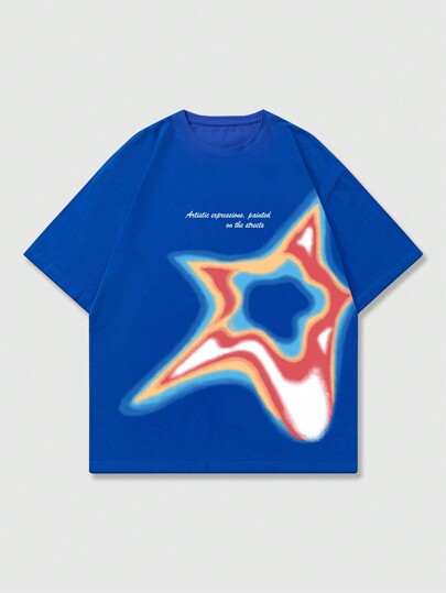 ROMWE MEN Street Life Men's Casual Printed Short Sleeve T-Shirt, Spring Summer, School