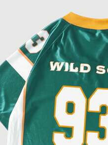 ROMWE MEN Street Life Áo thun thể thao bóng đá tay ngắn khúc côn cầu trên băng cho nam, mùa hè, trường học - màu xanh lá - Xem 5