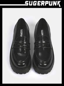 Sugerpunk Women Shoes Minimalist Thick Sole Stitch Detail Slip Light Black Loafers For Summer Back To School Shoes College Student Shoes Y2k Punk Cool Street Sporty Sorceress Spring Shoes Spring Break Easter